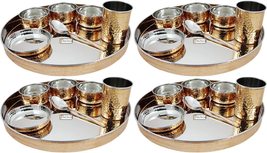 Prisha India Craft dinnerware 28-Piece set stainless steel copper traditional di - £154.54 GBP