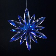 Christmas Ornament  Iridescent Snowflake Clear Acrylic 4.75&quot; Vintage - £8.76 GBP