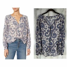 Lucky Brand Womens Shirt Blouse Button Front Blue Paisley Size Large - £15.84 GBP