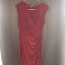 Ralph Lauren Dress Womens 6 Faux Wrap Draped Burgundy Stretch - £14.87 GBP