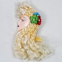 Vintage 1980s Woman Head Brooch Pin 4 Inch Total Length Including Braids - €6,13 EUR