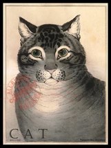 &quot;I. M. MALVOY : The Majestic Gray Cat&quot; Fine ART Print graphic cubist ill... - £63.81 GBP