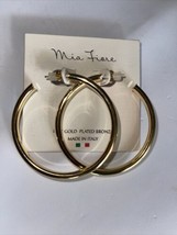 Mia Fiore Made In Italy 18KT Gold Plated Bronze Hoop Earrings 2&quot; New - £66.41 GBP