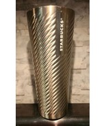 Starbucks Tumbler Christmas 2022 Holiday Silver Metal Spiral 24 oz Cup - $33.82 CAD
