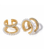 Pearls and Crystal Cuff Earrings Stainless Steel - $34.68 CAD