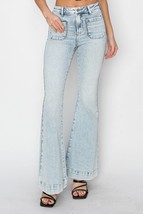 Risen Full Size High Rise Front Patch Pocket Flare Jeans - £55.66 GBP