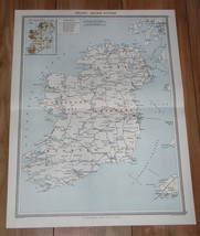 1908 Original Antique Map Of Ireland Railways - £28.76 GBP