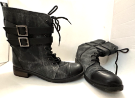 Bamboo Battle Combat Boots Black Women&#39;s size 7 - £15.75 GBP