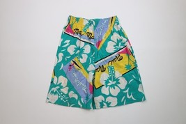 Vintage 90s Streetwear Womens Size Medium Baggy Abstract Flower Surf Sho... - $44.50