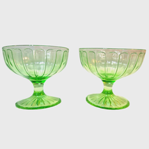 Two Vintage Hazel-Atlas Ribbon Pattern Sherbet Glasses - Depression Glass - $26.73