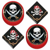 Pirate Party Supplies - Skull and Sword Paper Dessert Plates and Beverage Napkin - £13.05 GBP