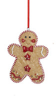 Kurt S. Adler Claydough Gingerbread Man w/ Red Bow Christmas Ornament - £6.19 GBP