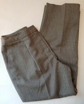 Talbots Wool Dress Pants Womens Size 12 Petite Gray Striped Italian Fabric Lined - £20.19 GBP