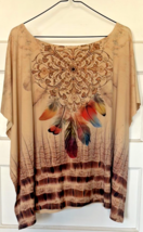 Bohemian Feather Print Women&#39;s Top Size 2X - $15.00