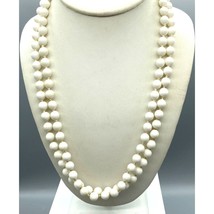 Vintage White Double Strand Necklace, West Germany Retro, Minimalist Plastic - £20.11 GBP