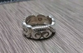 Brighton 925 Sterling Silver Paisley Heart Scroll Ring 9 MM  Sz7 Free Shipping - £31.44 GBP