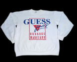 Vintage 1992 Guess Jeans USA Crewneck Sweatshirt White Large Georges Mar... - $39.99