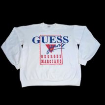 Vintage 1992 Guess Jeans USA Crewneck Sweatshirt White Large Georges Mar... - $39.99