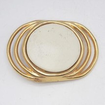 Belt Buckle Western Theme Southwestern Design Gold Tone Leather - £31.61 GBP