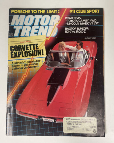 Primary image for Motor Trend Vintage Magazine | August 1988 Corvette Explosion