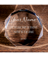 John 14:27 Octagonal Crystal Puck No Fear No Trouble Personalized Christ... - £50.80 GBP
