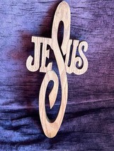 Hand Made Carved Wood JESUS Religious Wall Plaque Sign – 13.75 x 5.75 in... - £10.27 GBP
