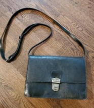 Patricia Nash flap black gold bag crossbody leather push lock closure - £33.63 GBP