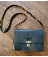 Patricia Nash flap black gold bag crossbody leather push lock closure - £33.08 GBP