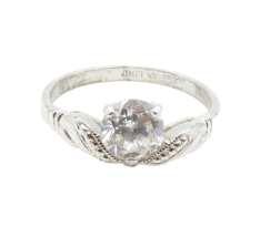 925 Sterling Silver  Round Cut Cubic Zirconia Solitaire Ring Sz 9.5  RG1... - $44.84