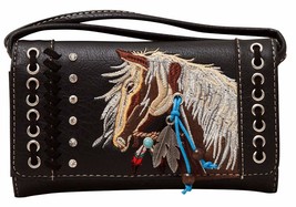 HW Collection Western Horse Wild Mane Equine Feather Tassel Women Country Wallet - £16.06 GBP