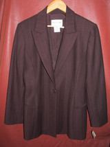 Oscar de la Renta Chocolate Brown Pinstripe Wool Blend Blazer Sz 10 NOS $475 NWT - £95.62 GBP