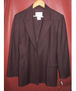 Oscar de la Renta Chocolate Brown Pinstripe Wool Blend Blazer Sz 10 NOS ... - $165.35 CAD