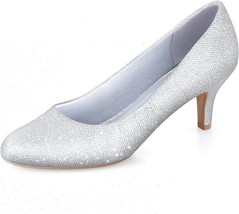 Ankis Black Nude White Silver Pumps for Women 2.5 Inch Size 8.5 - £18.82 GBP