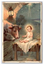 Nativity Scene Mangers Cows Baby Jesus Christmas Greetings UNP DB Postcard Y9 - £4.63 GBP