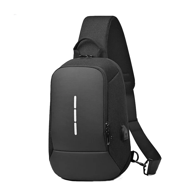 USB Charging Chest Bag Male Shoulder Bags Men Travel Crossbody Bags for ... - £26.94 GBP