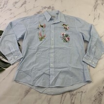 Get Lucky Womens Vintage 90s Applique Button Up Top Size L Blue Hummingb... - $25.73
