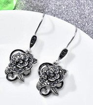 Gorgeous Black Rose Rhinestones Earrings - $7.00