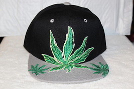 MARIJUANA LEAVES LEAF CANNABIS WEED POT FLAT BILL SNAPBACK BASEBALL CAP ... - £10.53 GBP