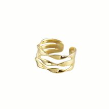 Sophisticated Geometric 925 Sterling Silver Adjustable Open Rings - Gold... - £23.89 GBP