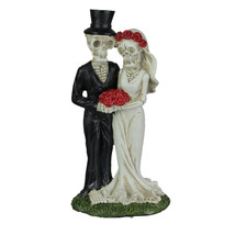 Love Eternal Skeleton Bride Groom Couple Figurine Wedding Decor Resin Statue - £19.89 GBP