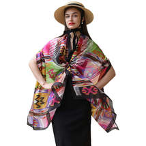 Anyyou 100% Mulberry Silk Multicolor Long Scarf Luxury Brand Women Beach Shawl W - £71.52 GBP