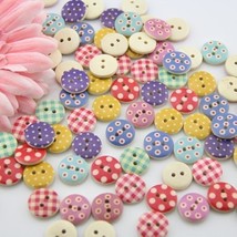 100Pcs Mixed Wooden Buttons In Bulk Buttons For Crafts Button Round Colorful Pai - £11.85 GBP