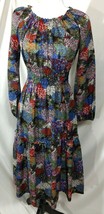 Vintage Trends By Jerrie Lurie Dress Floral Print Boho Hippy Ruffled Neck Retro - £60.52 GBP