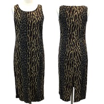 Fattaneh Bahari Womens 10 Animal Print Sleeveless Dress Black Tan Safari Jungle  - £15.43 GBP