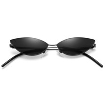 Retro Vintage Cat Eye Sunglasses Narrow Small Oval Glasses Petals Shape Curved T - £23.96 GBP