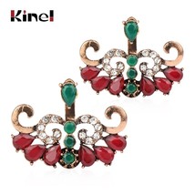 Unique Turkish Antique Gold Stud Earrings For Women Resin Double Sided Crystal E - £6.07 GBP