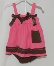 I Love Baby Hot Pink Brown Sun Dress Ruffle Bloomers Size 80cm 1 to 2 Year Old image 1