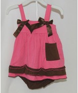 I Love Baby Hot Pink Brown Sun Dress Ruffle Bloomers Size 80cm 1 to 2 Ye... - £11.84 GBP