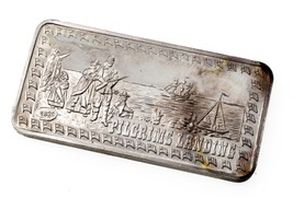 Pilgrims Landing By Hamilton Mint - 1 oz. Silver Art Bar - £59.40 GBP