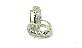 ADIRFINE 10K Solid Gold Diamond Cut Cubic Zirconia Huggie Hoop Earrings - £131.21 GBP